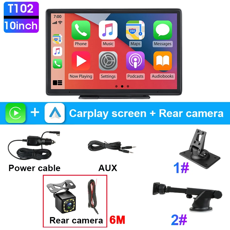 (10 Polegadas 6mp) Tela Inteligente Carplay De 7/10 Polegadas, Conecta-se Sem Fio A Ios E Android.