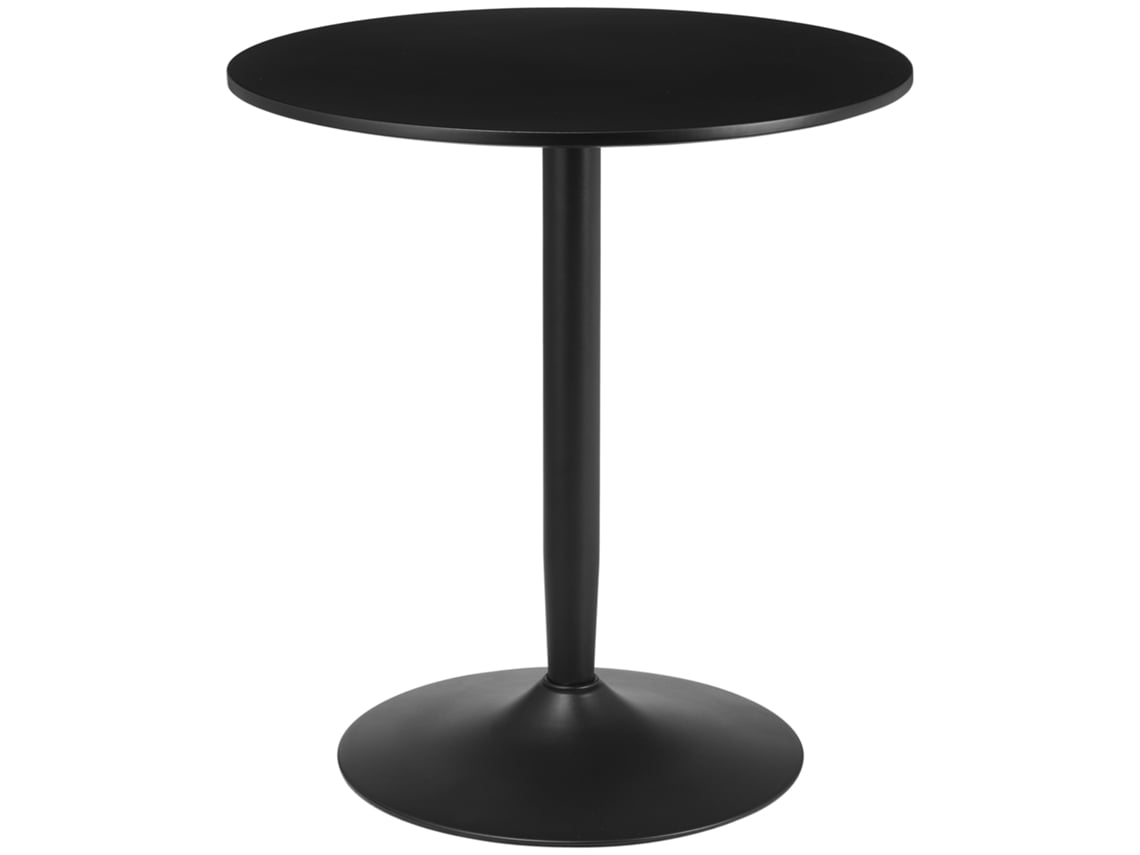 Mesa de Cozinha Redonda Mdf e Aço Cor Preto Ø70x75 cm Homcom