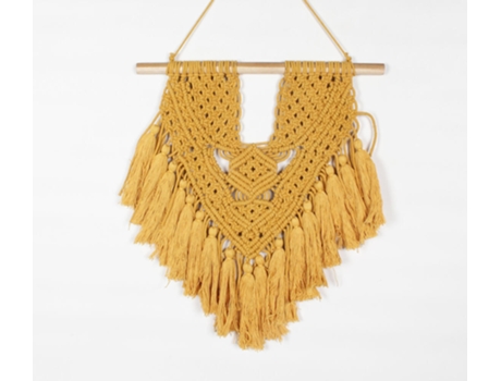 Peça Decorativa LUV SAFFRON Cotton Macrame Mustard Tasseled Wall Decor