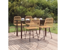 5 Pcs Conjunto De Jantar P/ Jardim Vime Pe Dkd Home Decor