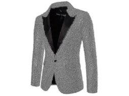 Jaqueta De Traje Masculino Formal Para Casamento, Inverno E Primavera, Manga Longa, Gola Notched Cor Prata