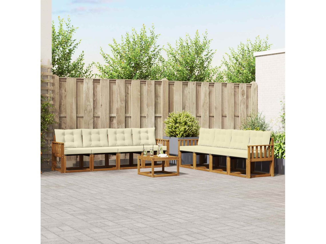 Vidaxl Conjunto De Sofás Para Exterior 9 Pcs Natural E Creme
