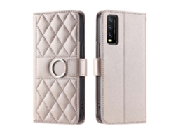 Capa De Celular De Couro Com Fivela De Anel E Losangos