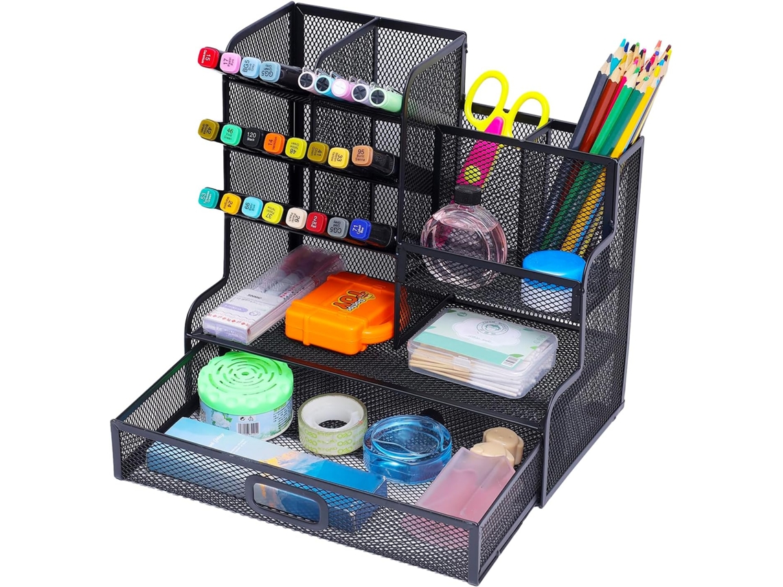 Porta, Canetas de Malha com Gaveta, Suporte Multifuncional para Canetas para Mesa, Organizadores de Mesa e Acessórios BRILVIBERA