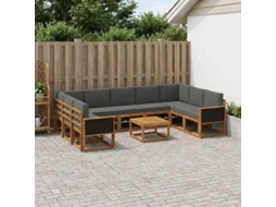 Vidaxl Conjunto De Sofás Para Exterior 10 Pcs Natural E Antracite