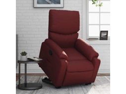 Vidaxl Poltrona Reclinável Elevatória Couro Artificial Vermelho Tinto