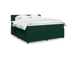 Vidaxl Cama com Molas/colchão 200x200 Cm Veludo Verde escuro