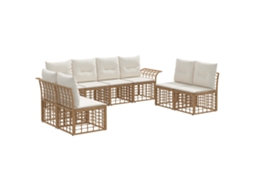 Maison Exclusive - Conjunto De Sofás Para Exterior 8 Unid. Natural E Branco Creme
