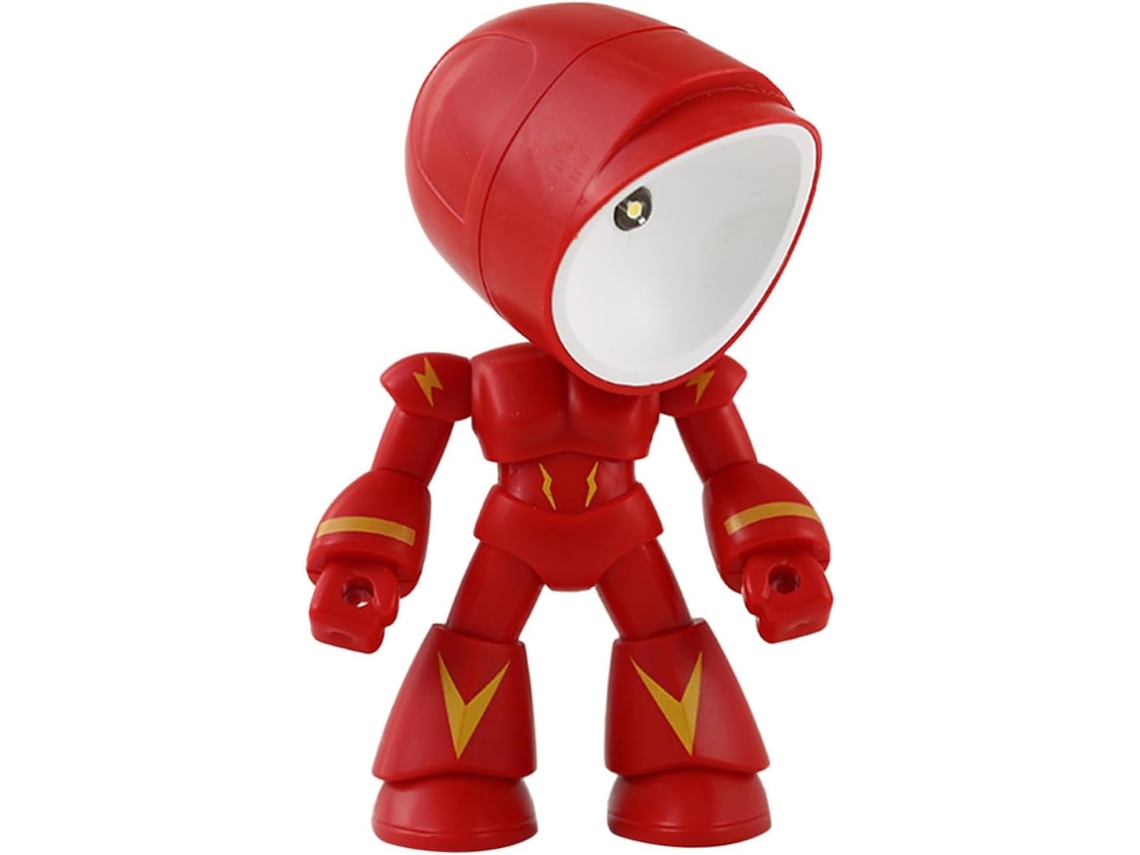 Luminária Noturna Robô Vermelha Em Pvc, Pequena De Mesa Decorativa.