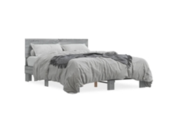 Bed Frame, Bed Frames Vidaxl Cinzeto Madeira Processada (135 X 190 Cm)