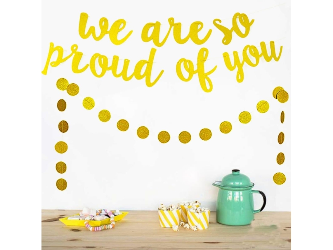 Banner de Formatura Inoomp com Glitter, Feito de Papel e Barbante Dourado, 16x15cm. Decoração Criativa para Festas de CHABERLU
