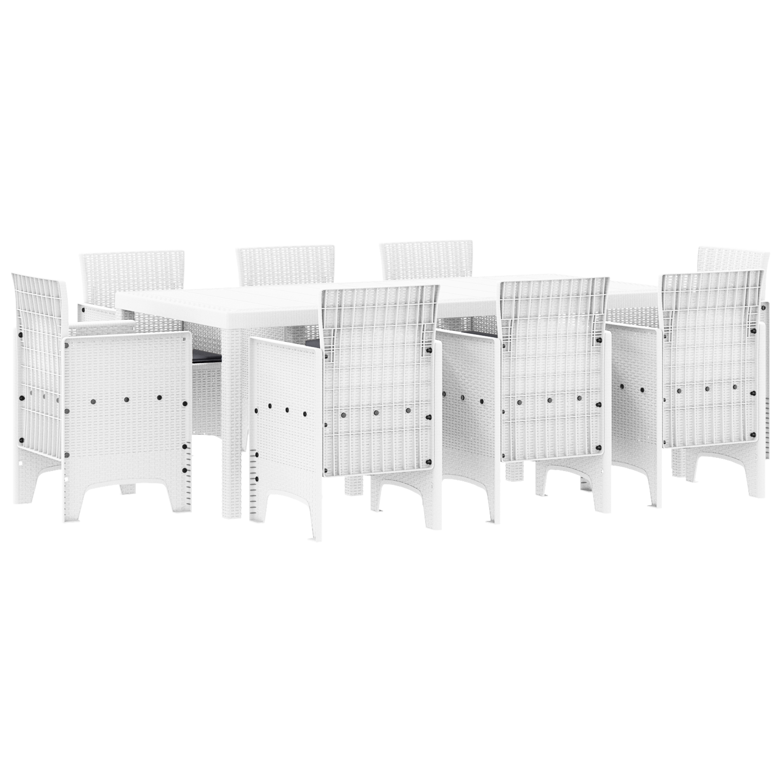 Conjunto 9 Jantar Ao Ar Livre Vidaxl Branco Polipropileno (200 X 100 X 73 Cm)