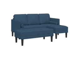 Conjunto 2 Sofá Modular Vidaxl Azul Poliéster (173 X 131 X 67 Cm)