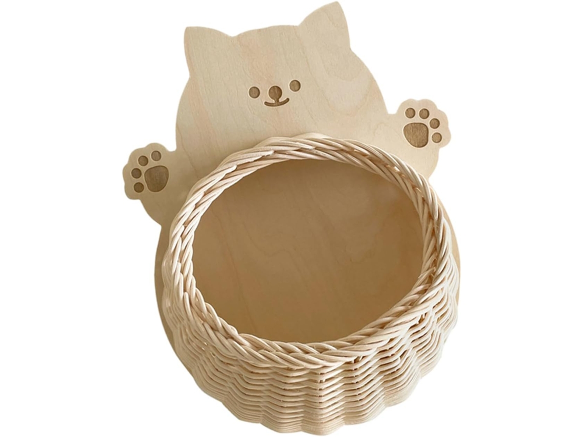 Cesto De Parede Em Rattan Trançado Em Formato De Animal Para Pequenos Objetos De Decoração.
