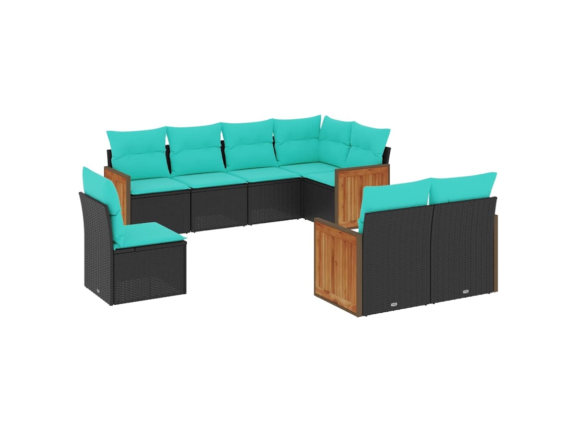 Conjunto de Sofá de Jardim, 9 Peças, Almofadas, Rattan Marrom MAISON EXCLUSIVE