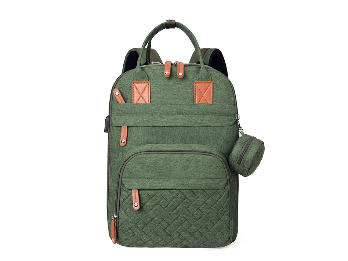 Bolsa De Maternidade Resistente E Impermeável Para Fraldas Com Caixa De Chupetaremovível, Verde Gertiz