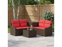 Vidaxl Conjunto De Sofás 6 Unid. Marrom E Vermelho
