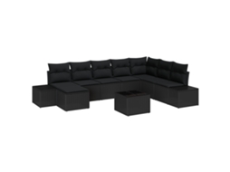 Conjunto 8 Sofá Exterior Vidaxl Preto Vime Pe (319 X 209 X 85 Cm)