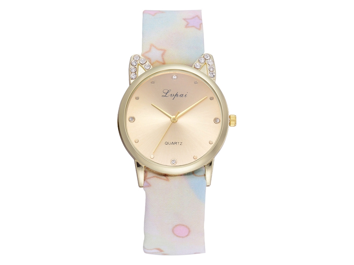 Relógio de Pulso Feminino Lvpai Quartzo Pulseira de Tecido Casual Elegante Branco