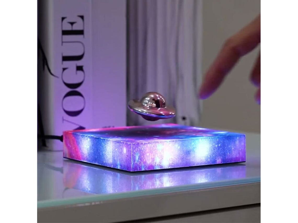 Peça - Lâmpada Ambiente Ovni Magnética Levitante Com Base Galaxy Rgb E Controlo De Toque, Luz Noturna De Mesa Flutuante E Giratória Para Escritório