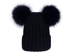 2026 gorro de Punto Con Dos Pompones de Pelo Falso para Mujer Moda Coreana Invierno Talla Única Paquete de 2