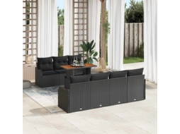 Vidaxl Conjunto De Sofá De Jardim 8 Unid. Preto