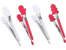 Conjunto Toyvian De 4 Pinças Cozinha Com Tema Natalino Em Silicone E Aço Inoxidável, Antiescaldantes, Para Churrascos E