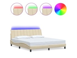 Estrutura de cama VIDAXL Creme Tecido (180 x 200 cm)