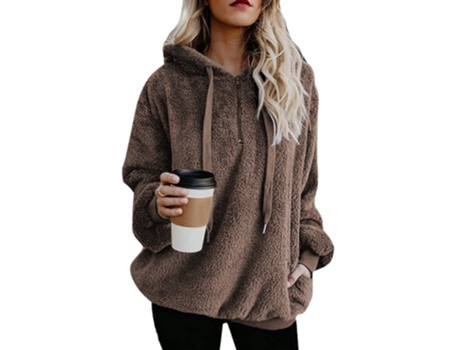 Sweatshirt De Mulher Viviliyya Casual Felpudo Zíper Elastano Laranja (m)