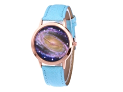 Reloj De Pulsera De Aleación De Cuarzo Con Dial Redondo Para Pareja Color Azul Claro