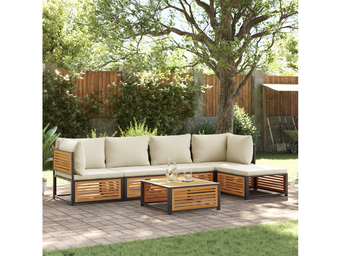 Vidaxl 6 Pcs Conjunto de Sofás de Jardim com Almofadões Acácia Maciça