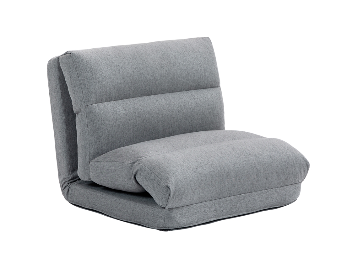 Poltrona de chão, convertível em cama, tecido, 90° a 180°, 70x72x56cm, cinza