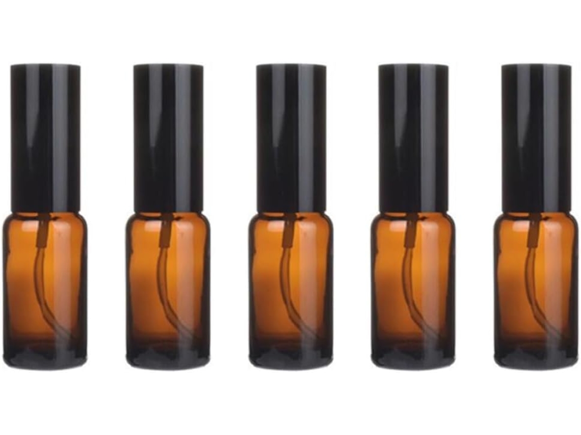 Conjunto de 5 frascos recarregáveis de vidro âmbar de 20ml para tintas a óleo.