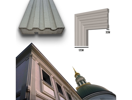 Pack 12Ml de Moldura Decorativa em Resina Xps para Exterior 12X3X200Cm Pd112 ETERNAL PARQUET