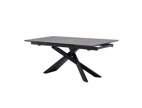 Mesa de Jantar Extensível Benio Cinza Escuro 180/260X90X76 Cm Tampo de Cerâmica e Vidro Pés de Metal 50 kg Máx. CASA VITAL
