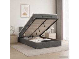 Vidaxl Cama Ottoman Com Colchão Cinzento-escuro 120 X 190 Cm Tecido
