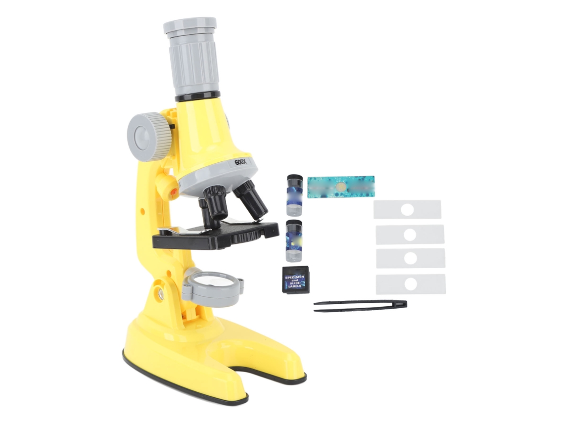 Mali microscópio para Crianças Iniciantes com Luz Led Kit de Ciência Brinquedo 100x 600x 1200x