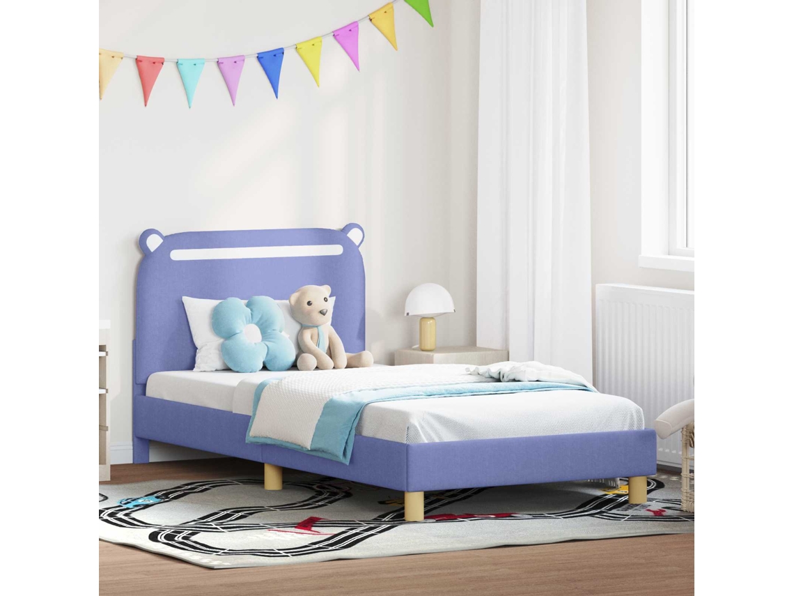 Vidaxl Estrutura De Cama Infantil Com Cabeceira Azul Jeans 90 X 200 Cm