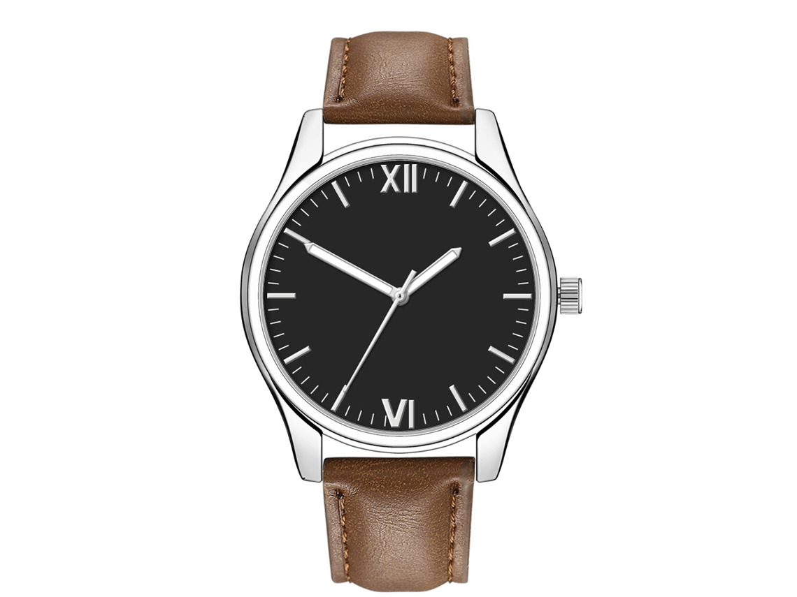 Relógio Masculino Casual de Pulseira de Couro Pu com Movimento de Quartzo (5)