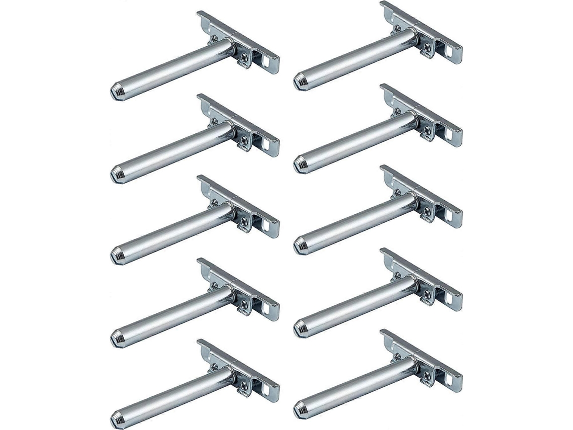 10 Suportes de prateleira ocultos, 100mm, metal galvanizado, ajustáveis | S/MARCA