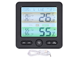 Relógio despertador LCD com monitor de temperatura e umidade | S/MARCA