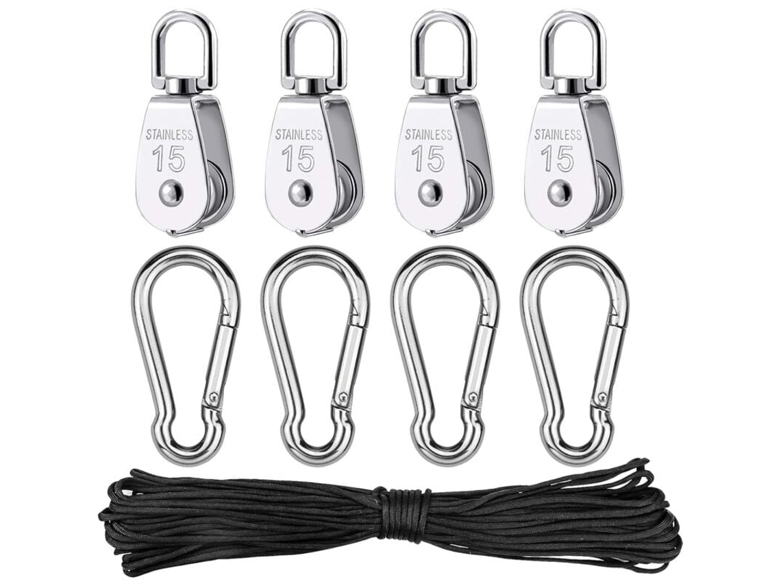 Bloco de Elevação Simples com Corda para Camping e Trilhas em Aço Inoxidável AQUAFORGE