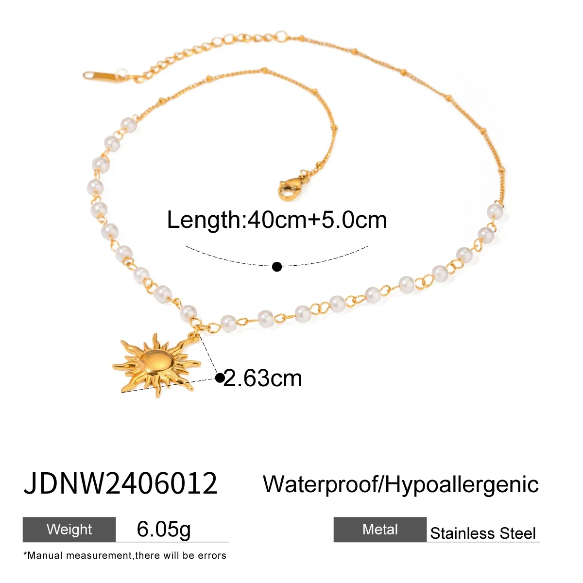 Colar Com Pingente De Sol E Pérolas, Elegante E Chamativo, Perfeito Para Festas E Para O Dia A Dia.