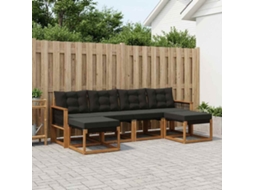 Vidaxl Conjunto De Sofás Para Exterior 6 Pcs Natural E Preto