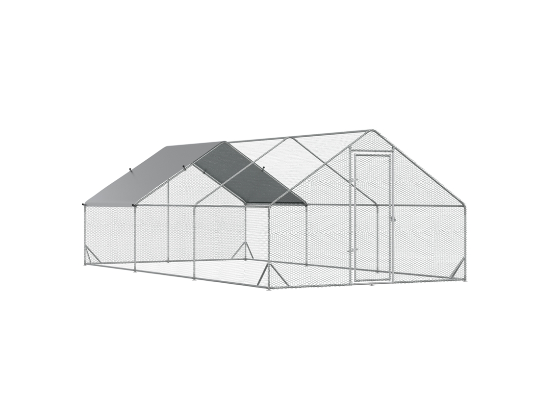 Galinheiro Xxl 3x6x2m, Cercado Ao Ar Livre Com Sombra E Telhado Em Aço, Para 12-18 Galinhas, Patos E Coelhos.