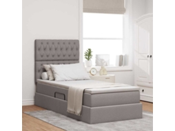 Vidaxl Cama com Arrumação e Colchão Cinzento acastanhado 90 X 200 Cm
