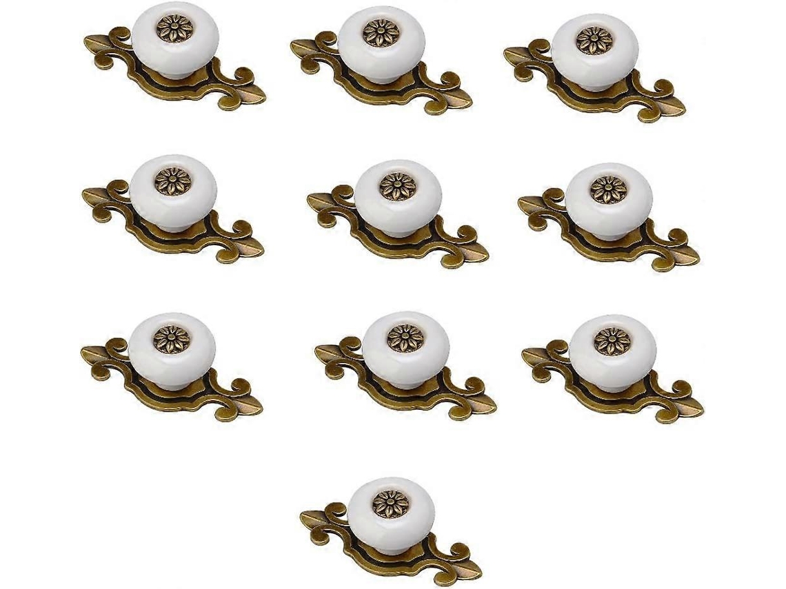 10 mangos de cerámica para muebles, conjunto de manijas, blanco | S/MARCA