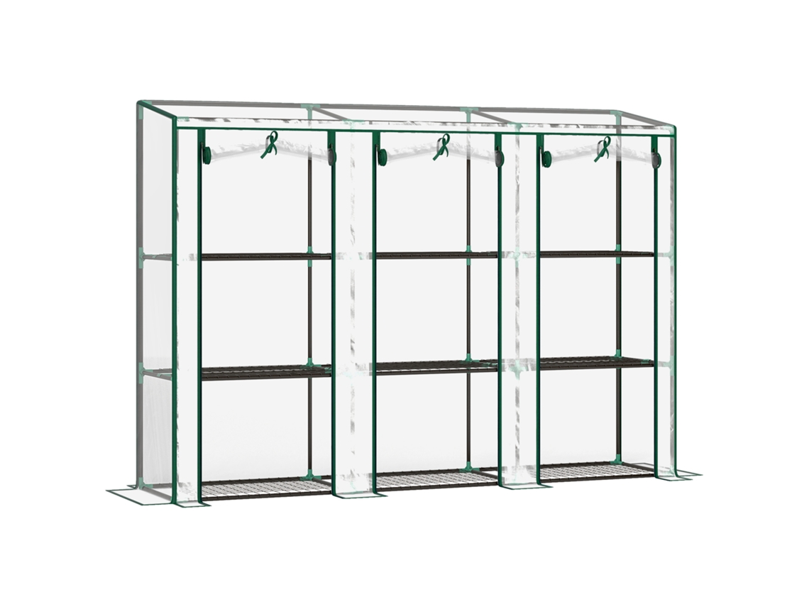 Estufa Jardim 215x46x151cm 3 Portas Zip E Prateleiras, Transparente