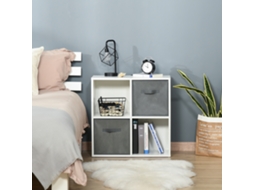 Estante Modular 4 Cubos 2 Cestos Tnt Removíveis 61,5x30x61,5cm Branco Cinza S/MARCA