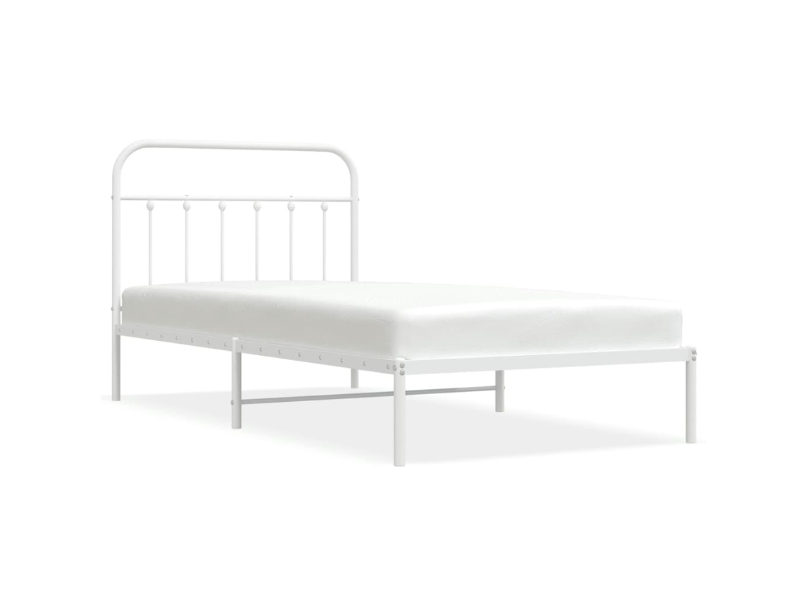 Bed Frame, Bed Frames Vidaxl Branco Aço (100 X 200 Cm)